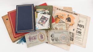 An accumulation of postcards, cigarette cards, receipts and other ephemera; some in albums.