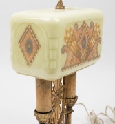 An Art Deco table lamp, gilt cast metal and glass with decorated finish, circa 1930s, ​​​​​​​47cm high - 2