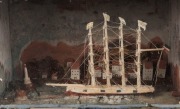 A folk art maritime diorama, 19th century, 26cm high, 38cm wide, 23cm deep - 2