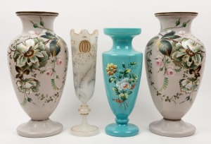 Four assorted antique glass vases, 19th century, 37cm high