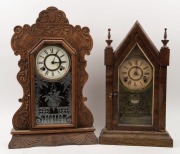 Two antique American timber cased clocks, 19th century, 56cm and 51cm high