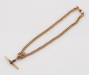 An antique 15ct gold curb link fob chain, 19th/20th century, ​​​​​​​33cm long, 29 grams