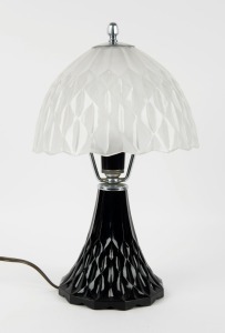 A glass table lamp and shade, mid 20th century, 38cm high