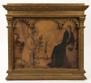 "Annunciation with St. Margaret and St. Ansanus" by Simone Martini, framed print in Renaissance style giltwood frame, 20th century, 42 x 46.5cm overall