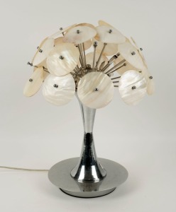 A vintage chrome and pearl shell table lamp,  ​​​​​​​44cm high 