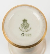 ROYAL WORCESTER pair of English porcelain vases, hand-painted with highland cattle and pheasants, signed "STINTON", green factory mark to bases, ​​​​​​​11.5cm high - 2