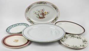 Six assorted antique and vintage meat platters, 19th/20th century, the largest 51cm wide