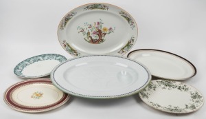 Six assorted antique and vintage meat platters, 19th/20th century, ​​​​​​​the largest 51cm wide