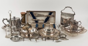 Assorted silver plated table ware, boxed cutlery, compotes etc, (qty)