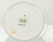 SHELLEY English porcelain tea ware, comprising 5 cups, 6 saucers, 6 plates, milk jug, sugar basin and cake plate, (20 items), ​​​​​​​the plate 23cm wide - 2