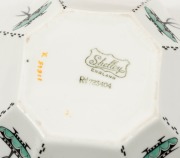 SHELLEY English porcelain tea ware, comprising 5 cups, 6 saucers, 6 plates, milk jug, sugar basin and cake plate, (20 items), ​​​​​​​the plate 23cm wide - 3