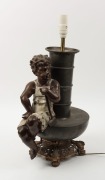 Eight assorted lamps and five assorted shades, A/F, including cast metal, Italian marble, carved sandalwood and others - 3