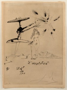 SALVADOR DALI (1904 - 89), L'íncantation, dry-point etching, signed and dated 1960 in the plate, additionally signed in pencil and marked 'e a' (for artist's proof) at base, 36 x 26cm; framed 85 x 74cm.