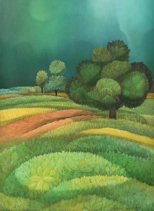 JOSIP PINTARIC PUCO (Croatia, 1927-2017), Circle of Light, oil on canvas, signed and dated lower right "Pintaric Puco, 1990", 60 x 46cm, 85 x 69cm overall