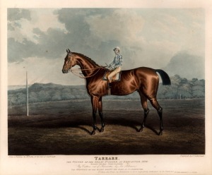 ARTHUR ACKERMAN (British), I.) Jack Spigot, Winner of The Great St Leger at Doncaster, 1821, II.) Tarrare, Winner of The Great St. Leger at Doncaster, 1826, aquatints. Note: With accompanying catalogue of the artist's work 38 x 45cm, 82 x 88cm overall