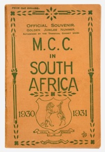 A RARE PRE-TOUR PROGRAMME: "M.C.C. in South Africa 1930-1931" Official souvenir. Golden Jubilee Number. Authorised by the Transvaal Cricket Union. Original cream wrappers with titles in green print. 