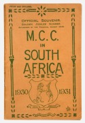 A RARE PRE-TOUR PROGRAMME: "M.C.C. in South Africa 1930-1931" Official souvenir. Golden Jubilee Number. Authorised by the Transvaal Cricket Union. Original cream wrappers with titles in green print. 