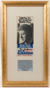 BILL CLINTON original signature on Clinton Presidential campaign flyer, ​​​​​​​attractively framed and glazed 44 x 25cm overall