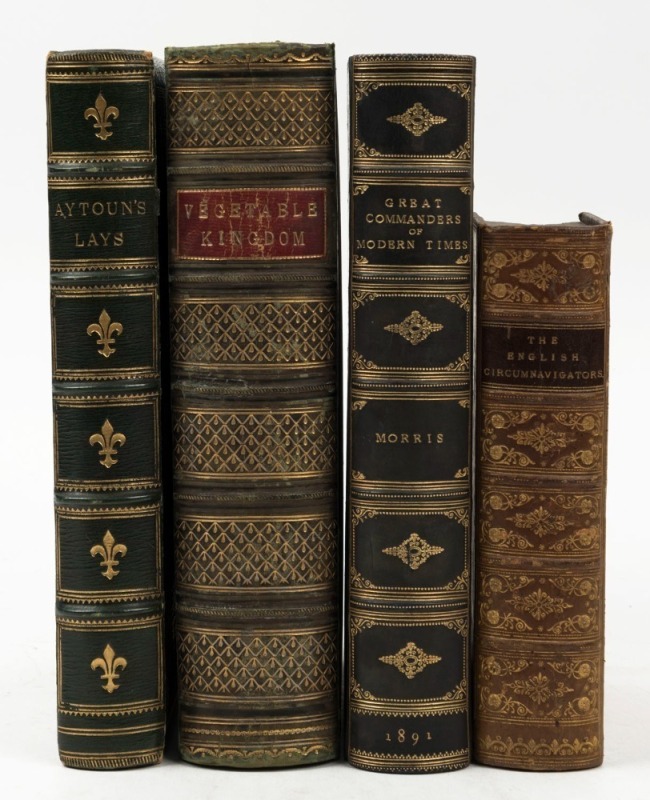 [BINDINGS],  "Lays of the Scottish Cavaliers and Other Poems" by William Edmondstoune Aytoun, [Edinburgh, William Blackwood and Sons, 1870]; "A History of the Vegetable Kingdom" by William Rhind, [London, Blackie and Son, 1872]; "The English Circumnavigat