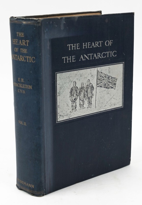 [ANTARCTIC EXPLORATION] E.H. SHACKLETON, "The Heart of the Antarctic" Vol.II, [London, William Heinemann, 1909], ​​​​​​​original blue buckram, with silver and gilt titles and decoration to boards.