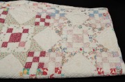 An antique American patchwork quilt, handmade in cream and pastel colours, early 20th century, 175cm x 200cm&nbsp; - 2