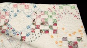 An antique American patchwork quilt, handmade in cream and pastel colours, early 20th century, 175cm x 200cm&nbsp; - 3