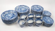 SPODE "Italian" pattern porcelain dinner set for twelve comprising entr&eacute;e&nbsp;and dinner plates, soup bowls, cups, saucers and plates, late 20th century, (72 pieces), black factory mark to bases