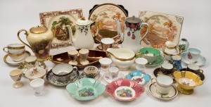 Assorted English porcelain tea ware, egg cups, serving dishes, teapots etc, (47 items)