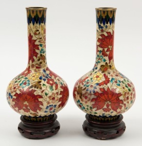 A pair of Chinese cloisonne vases, 20th century, ​​​​​​​18cm high