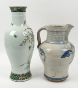 A Chinese porcelain vase, together with a large studio pottery jug, 20th century, (2 items), ​​​​​​​the vase 45cm high - 2