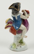 MEISSEN antique German porcelain figure of a rooster and child, together with an antique SEVRES porcelain lidded bowl, and a cornucopia vase, A/F, 19th century, (3 items), the largest 17cm high - 5