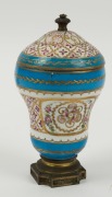 MEISSEN antique German porcelain figure of a rooster and child, together with an antique SEVRES porcelain lidded bowl, and a cornucopia vase, A/F, 19th century, (3 items), the largest 17cm high - 7