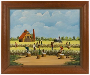 BARBARA MUSCATT (New Orleans, USA), Farming scene - the old South, oil on board, signed "Babs" at lower right, 40 x 50cm; framed 50 x 60cm.