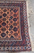 A hand-knotted tribal rug with brown and orange ground (fair condition only), ​​​​​​​213 x 118cm - 3