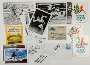 A small group incl. 1956 Main Stadium ticket, 1956 Olympic Tyre Co "Results and Records" booklet, and several later signed pics, some unsigned items, etc. (22 items).