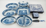 SPODE "Italian" pattern porcelain oval oven dishes, savoury dish, casserole&nbsp;dish, baking dish, assorted coasters and place mats and server (A/F),&nbsp;late 20th century, (31 items), black factory mark to bases