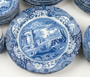 SPODE "Italian" pattern porcelain dinner ware, tea ware and tea mugs comprising four dinner plates, nine entree plates, thirteen soup bowls, twelve side plates, eleven assorted saucers (two sizes), nine teacups, fourteen mugs (two sizes), ​​​​​​​late 20th - 2