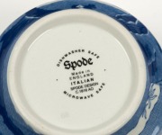 SPODE "Italian" pattern porcelain bachelor tea set for two comprising two oversized cups and saucers, teapot, sugar basin, milk jug, biscuit barrel and candlestick, late 20th century, (9 items), black factory mark to bases - 2