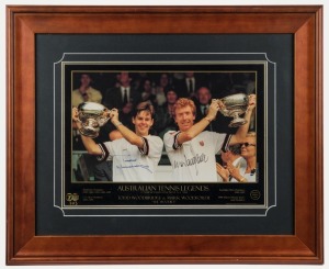 TODD WOODBRIDGE & MARK WOODFORDE: "The Woodies" signed limited edition print (#703/1500) attractively framed and glazed, overall 52 x 64cm. With CofA.