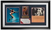 TED WHITTEN (1933 - 1995) attractively framed presentation combining an original signature on piece with three images of "Mr Football" and a plaque. Overall 44 x 76cm.