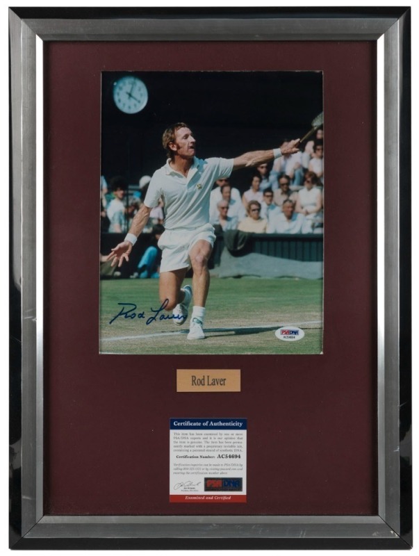 Rod Laver original autographed photo attractively framed with CofA