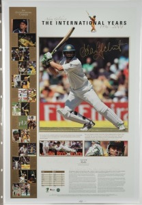 "ADAM GILCHRIST The International Years 1996 - 2008" limited edition photographic display (#443/500) signed by Gilchrist and accompanied by PWC/Legends CofA; overall 80 x 54cm.
