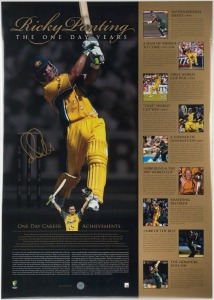 "RICKY PONTING The One Day Years" photographic display "Artist Proof" signed by Ponting; overall 80 x 56cm.