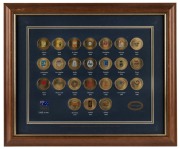 2000 SUMMER OLYMPICS - SYDNEY: Three official displays titled "Official Olympic Games Emblem Medallion Set 1896-2000", "Official Olympic Games Poster Pin Set 1896-2000" and a commemorative spoon collection titled "Historic Poster Series Commemorating 1896