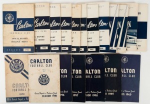 CARLTON FOOTBALL CLUB ANNUAL REPORTS: 1950 - 51, 1956 - 68, 1970 and 1973. (Total: 19).