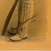 Don Bradman, tin-plate Sidney Riley Studios photo (35 x 24.5cm) showing Bradman in his batting stance, c1929, with facsimile autograph (and additional feint inscription). Horizontal crack, but extremely scarce; only one other example known to us. - 2