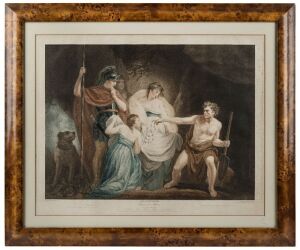 "Shakespeare, Timon of Athens", antique hand-coloured engraving, 19th century, ​​​​​​​51 x 65cm, 69 x 83cm overall