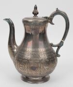 Tibetan silver finished teapot, silver plated tea set, trays, vase, Chinese silver cup holder, tea caddies and bowl, 19th and 20th century, (12 items), the Tibetan pot 31cm high - 9