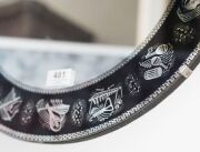 A vintage Italian circular wall mirror with decorative perimeter of music motifs, 20th century, 47cm diameter - 4