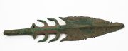 A pair of archaic Gangetic Valley copper weapons, Indian origin,&nbsp;35cm and 13cm high on later stands - 2